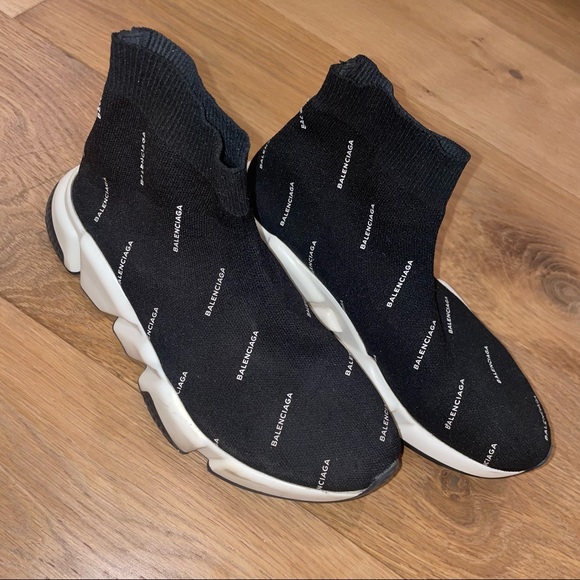 Balenciaga Women's Black Stretch Polyester Speed Sneakers - Picture 2 of 9